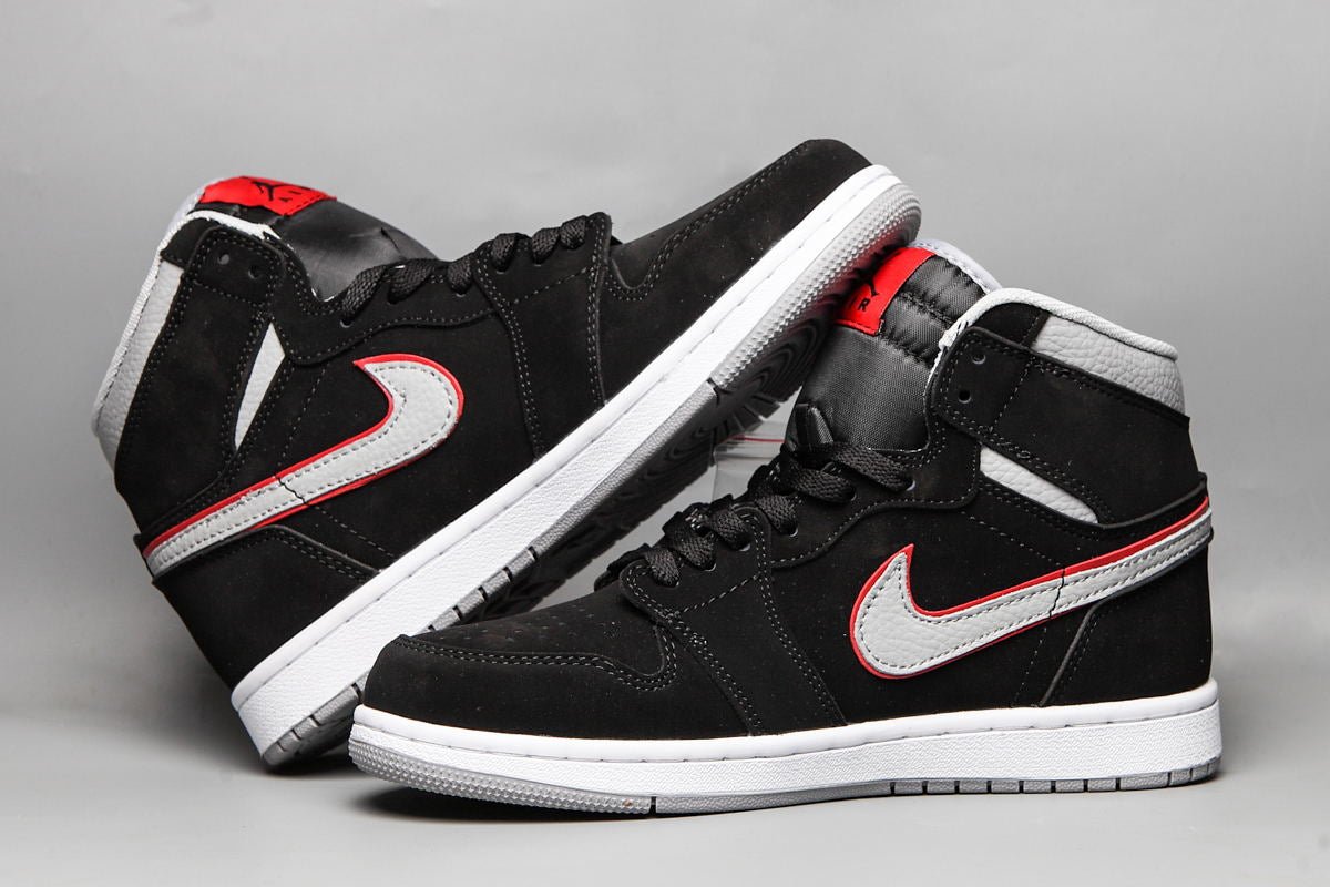 JORDAN 1 Mid - Particle Grey Gym Red Sneakers - Black Unisex Streetwear Limited Edition