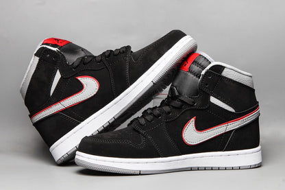 JORDAN 1 Mid - Particle Grey Gym Red Sneakers - Black Unisex Streetwear Limited Edition