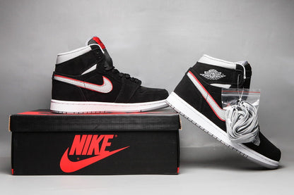 JORDAN 1 Mid - Particle Grey Gym Red Sneakers - Black Unisex Streetwear Limited Edition