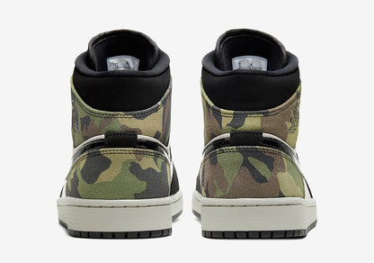 JORDAN 1 Mid - Camo Sneakers - Black Unisex Streetwear Limited Edition