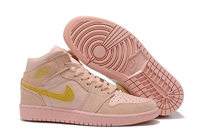 JORDAN 1 Mid - Coral Gold Sneakers - Black Unisex Streetwear Limited Edition
