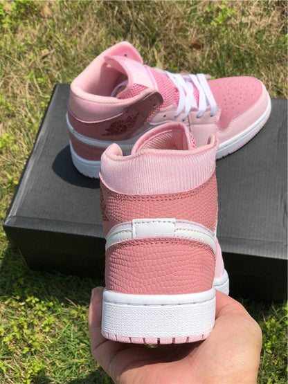 JORDAN 1 Mid - Digital Sneakers - Pink Unisex Streetwear Limited Edition
