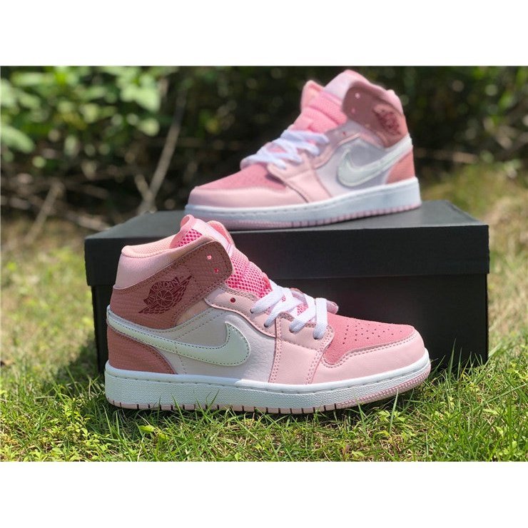 JORDAN 1 Mid - Digital Sneakers - Pink Unisex Streetwear Limited Edition
