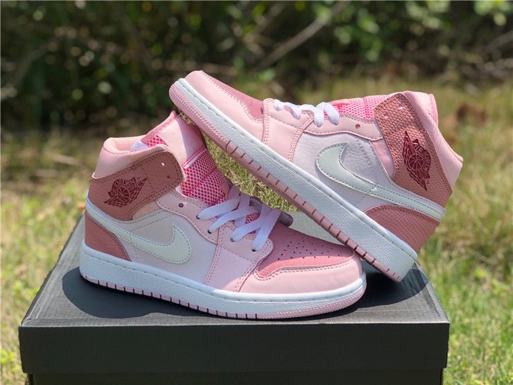 JORDAN 1 Mid - Digital Sneakers - Pink Unisex Streetwear Limited Edition