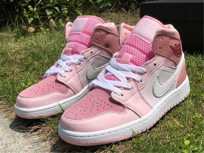 JORDAN 1 Mid - Digital Sneakers - Pink Unisex Streetwear Limited Edition