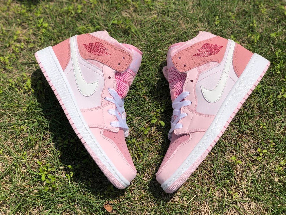 JORDAN 1 Mid - Digital Sneakers - Pink Unisex Streetwear Limited Edition