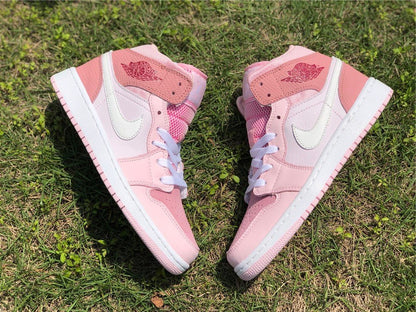 JORDAN 1 Mid - Digital Sneakers - Pink Unisex Streetwear Limited Edition