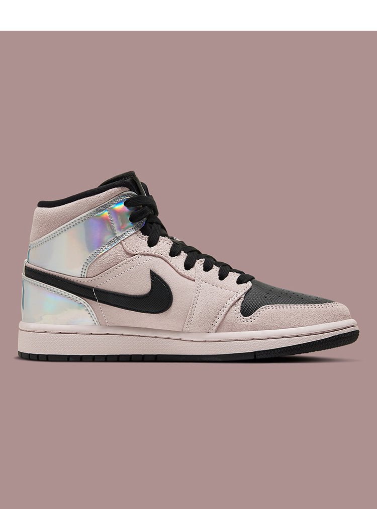 JORDAN 1 Mid - Dirty Powder Irisdescent Sneakers - Black Unisex Streetwear Limited Edition