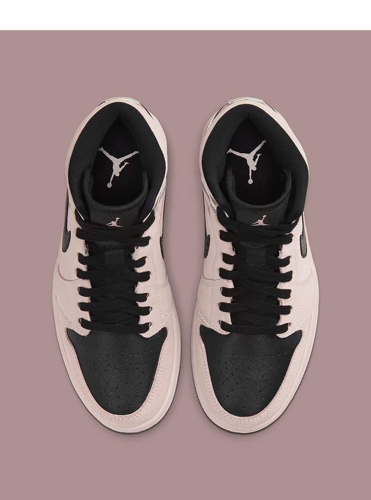 JORDAN 1 Mid - Dirty Powder Irisdescent Sneakers - Black Unisex Streetwear Limited Edition