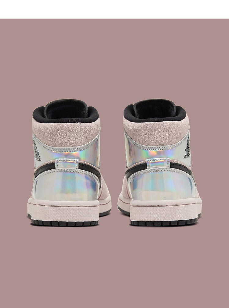 JORDAN 1 Mid - Dirty Powder Irisdescent Sneakers - Black Unisex Streetwear Limited Edition