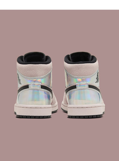 JORDAN 1 Mid - Dirty Powder Irisdescent Sneakers - Black Unisex Streetwear Limited Edition