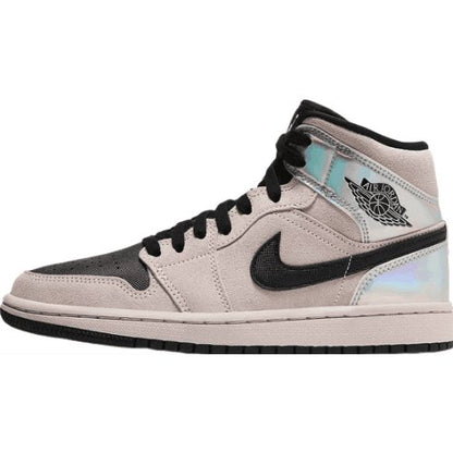 JORDAN 1 Mid - Dirty Powder Irisdescent Sneakers - Black Unisex Streetwear Limited Edition