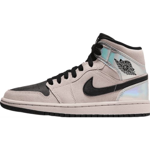 JORDAN 1 Mid - Dirty Powder Irisdescent Sneakers - Black Unisex Streetwear Limited Edition