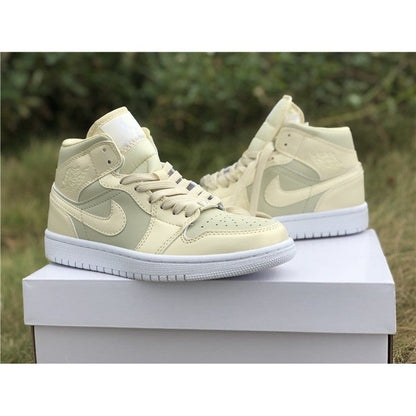 JORDAN 1 Mid - Goose Feather Sneakers - Yellow Unisex Streetwear Limited Edition