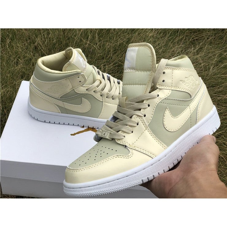JORDAN 1 Mid - Goose Feather Sneakers - Yellow Unisex Streetwear Limited Edition