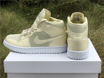 JORDAN 1 Mid - Goose Feather Sneakers - Yellow Unisex Streetwear Limited Edition
