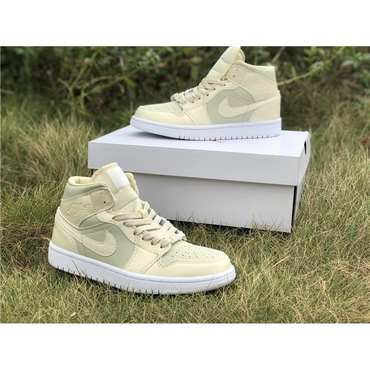 JORDAN 1 Mid - Goose Feather Sneakers - Yellow Unisex Streetwear Limited Edition