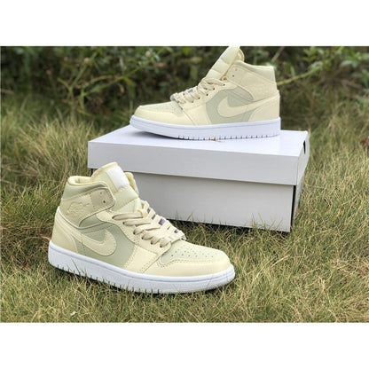 JORDAN 1 Mid - Goose Feather Sneakers - Yellow Unisex Streetwear Limited Edition