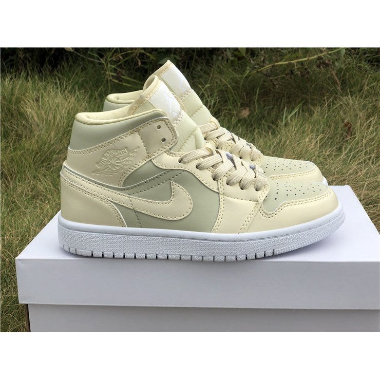 JORDAN 1 Mid - Goose Feather Sneakers - Yellow Unisex Streetwear Limited Edition