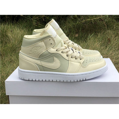 JORDAN 1 Mid - Goose Feather Sneakers - Yellow Unisex Streetwear Limited Edition