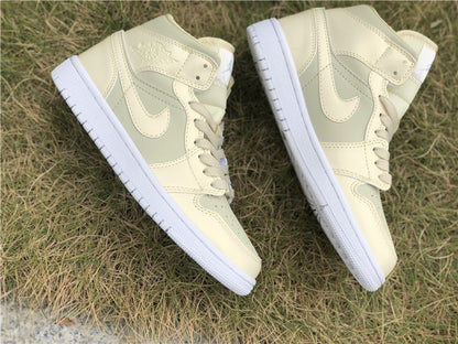 JORDAN 1 Mid - Goose Feather Sneakers - Yellow Unisex Streetwear Limited Edition