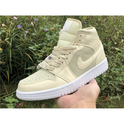 JORDAN 1 Mid - Goose Feather Sneakers - Yellow Unisex Streetwear Limited Edition