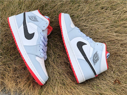JORDAN 1 Mid - Half Polka Dot Swoosh Sneakers - Blue Unisex Streetwear Limited Edition