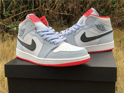 JORDAN 1 Mid - Half Polka Dot Swoosh Sneakers - Blue Unisex Streetwear Limited Edition