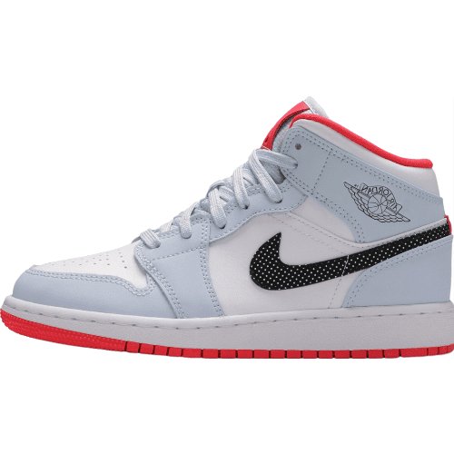JORDAN 1 Mid - Half Polka Dot Swoosh Sneakers - Blue Unisex Streetwear Limited Edition