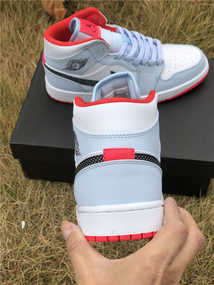 JORDAN 1 Mid - Half Polka Dot Swoosh Sneakers - Blue Unisex Streetwear Limited Edition