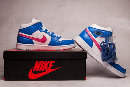 JORDAN 1 Mid - Hyper Royal Hyper Violet Sneakers - Black Unisex Streetwear Limited Edition