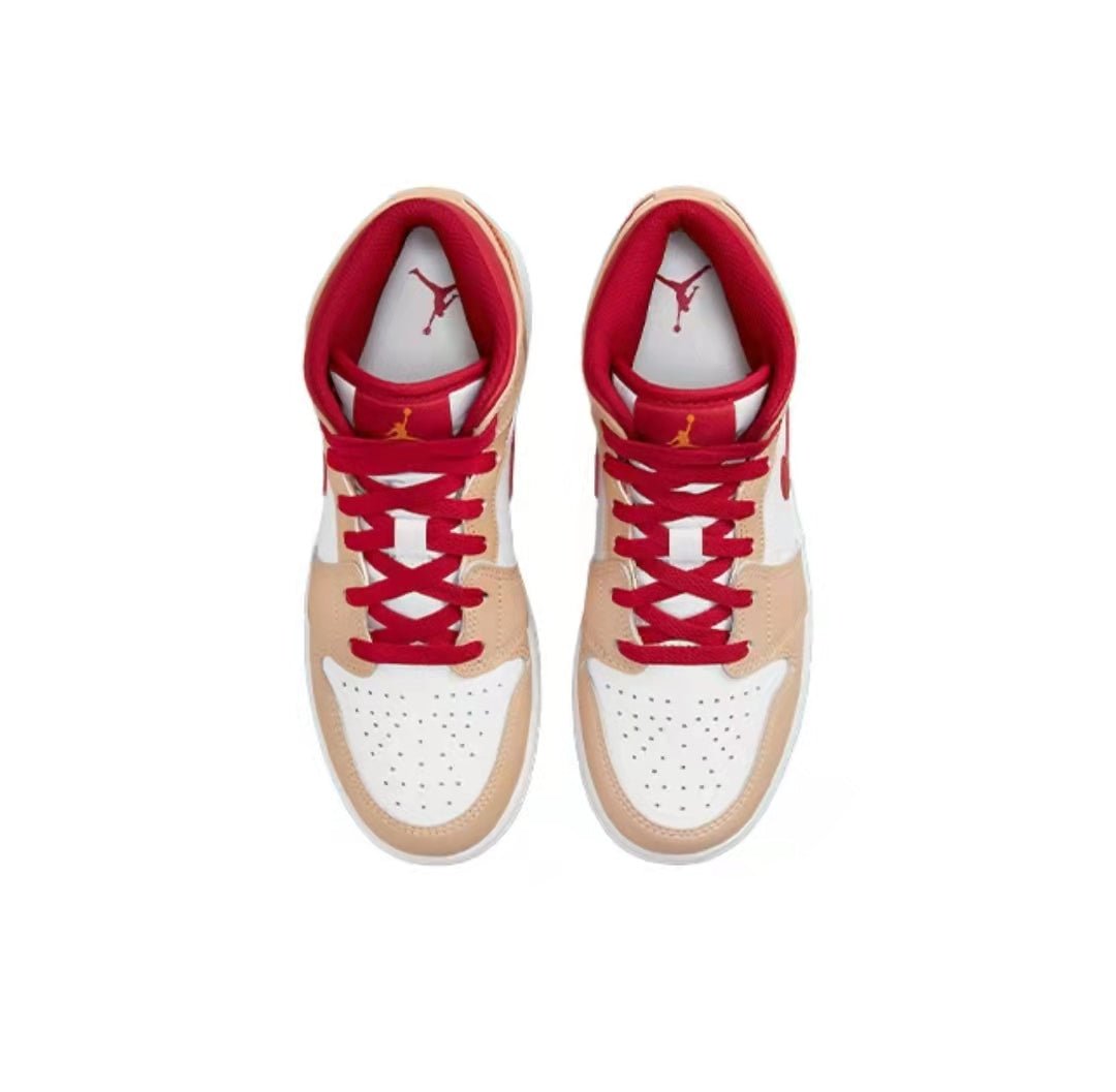 JORDAN 1 Mid - Light Curry Cardinal Sneakers - Black Unisex Streetwear Limited Edition