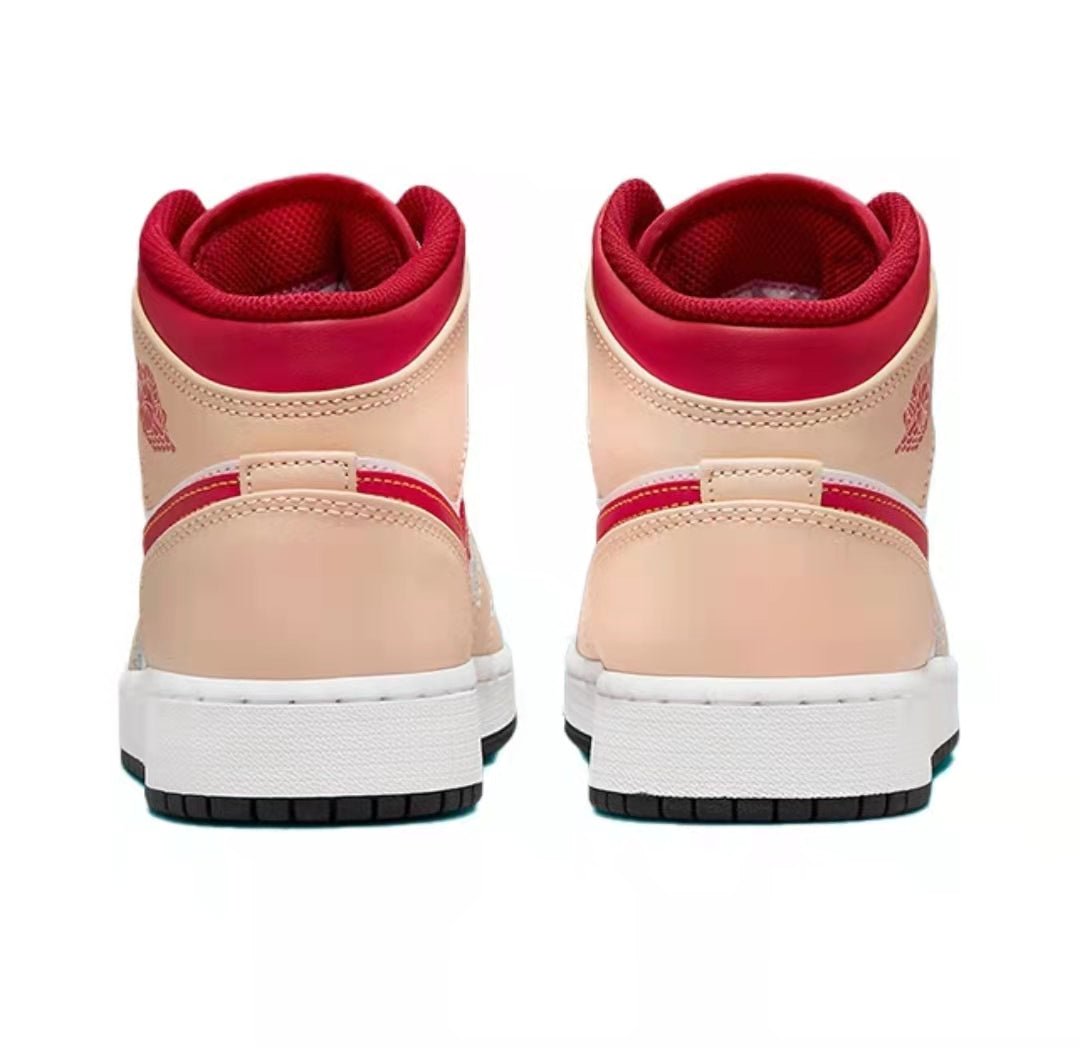 JORDAN 1 Mid - Light Curry Cardinal Sneakers - Black Unisex Streetwear Limited Edition