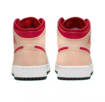 JORDAN 1 Mid - Light Curry Cardinal Sneakers - Black Unisex Streetwear Limited Edition