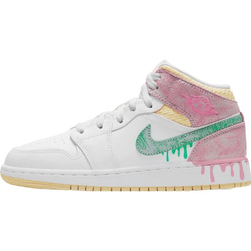 JORDAN 1 Mid - Paint Drip Sneakers - Black Unisex Streetwear Limited Edition
