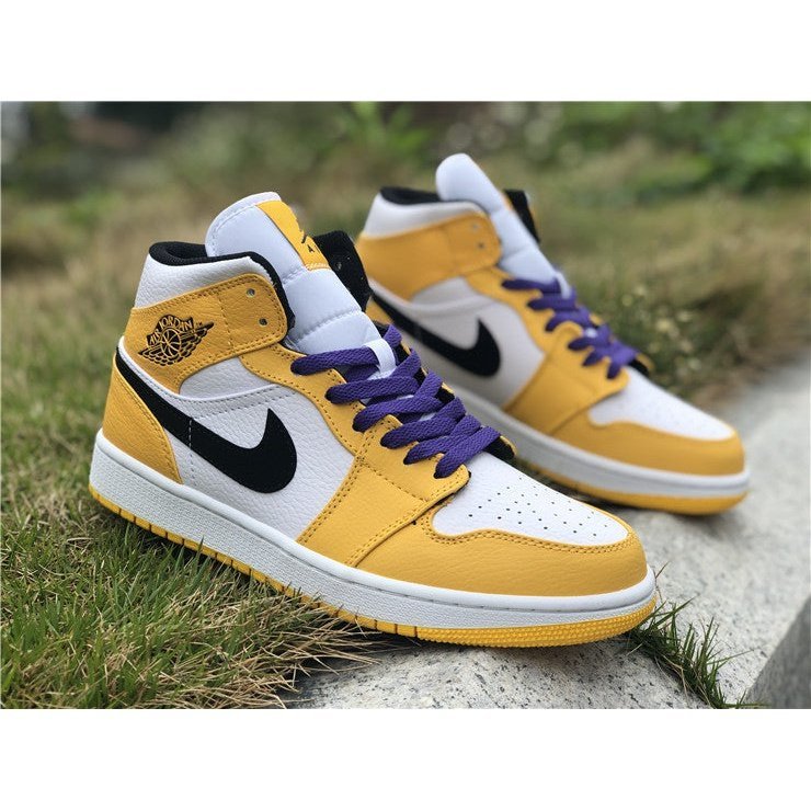 JORDAN 1 Mid - Se Lakers Sneakers - Black Unisex Streetwear Limited Edition