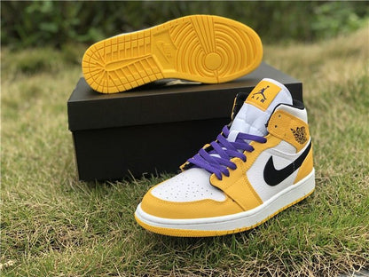 JORDAN 1 Mid - Se Lakers Sneakers - Black Unisex Streetwear Limited Edition