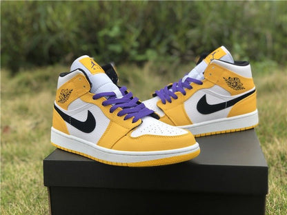 JORDAN 1 Mid - Se Lakers Sneakers - Black Unisex Streetwear Limited Edition
