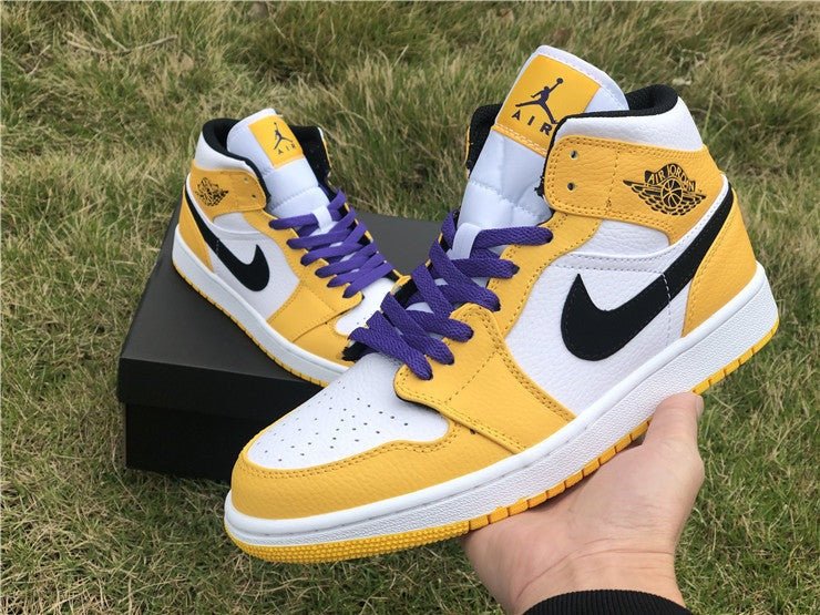 JORDAN 1 Mid - Se Lakers Sneakers - Black Unisex Streetwear Limited Edition