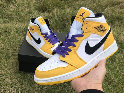 JORDAN 1 Mid - Se Lakers Sneakers - Black Unisex Streetwear Limited Edition