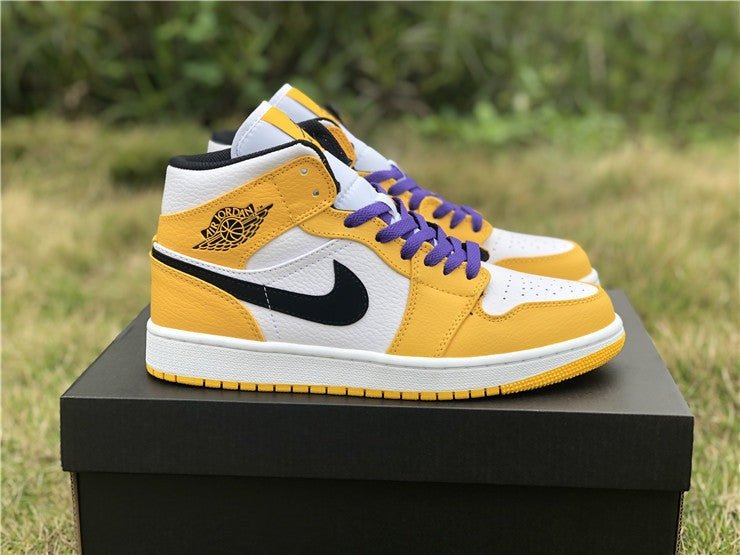JORDAN 1 Mid - Se Lakers Sneakers - Black Unisex Streetwear Limited Edition
