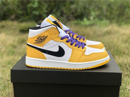 JORDAN 1 Mid - Se Lakers Sneakers - Black Unisex Streetwear Limited Edition