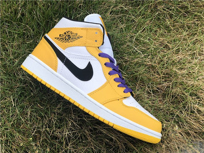 JORDAN 1 Mid - Se Lakers Sneakers - Black Unisex Streetwear Limited Edition