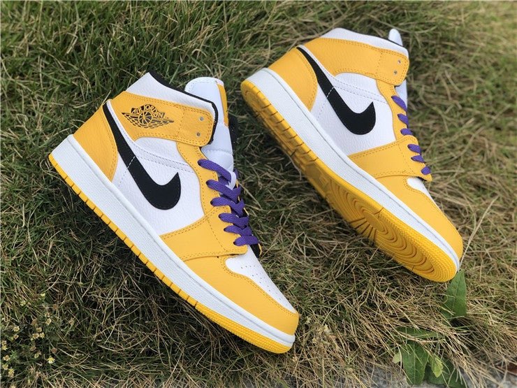 JORDAN 1 Mid - Se Lakers Sneakers - Black Unisex Streetwear Limited Edition