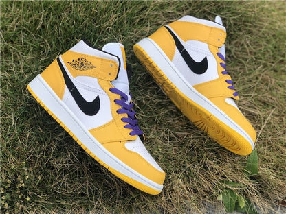 JORDAN 1 Mid - Se Lakers Sneakers - Black Unisex Streetwear Limited Edition