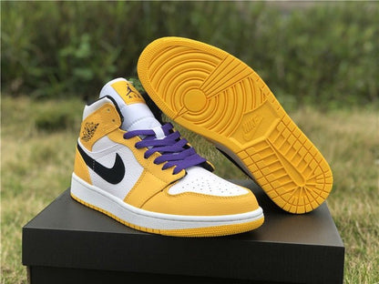 JORDAN 1 Mid - Se Lakers Sneakers - Black Unisex Streetwear Limited Edition