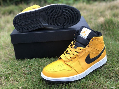 JORDAN 1 Mid - University Gold Sneakers - Black Unisex Streetwear Limited Edition