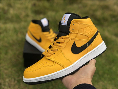 JORDAN 1 Mid - University Gold Sneakers - Black Unisex Streetwear Limited Edition