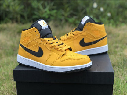 JORDAN 1 Mid - University Gold Sneakers - Black Unisex Streetwear Limited Edition