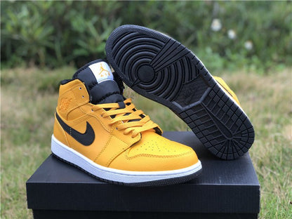 JORDAN 1 Mid - University Gold Sneakers - Black Unisex Streetwear Limited Edition